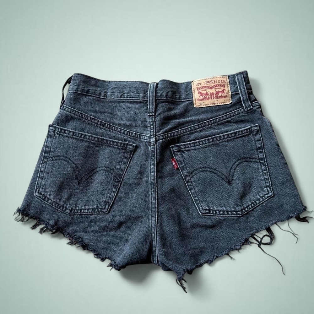 Levi's 501, Women's, W25, Black Denim Cutoff Shorts Distressed Raw Hem